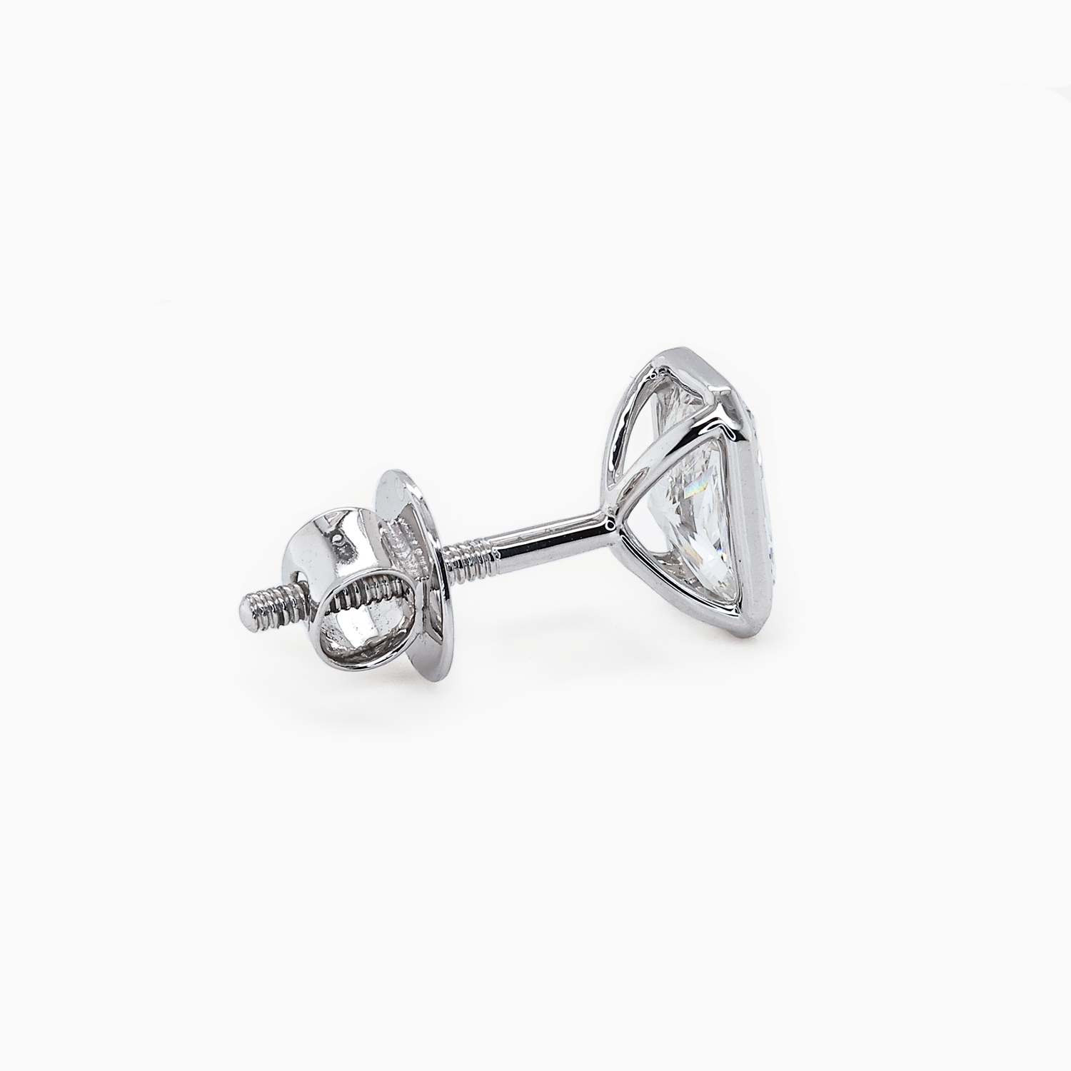 Bezel-Set Radiant Cut Diamond Stud Earrings, Lab-Grown, 14k White Gold